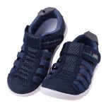 (15~19公分)日本IFME極簡播洲織藍色中童機能水涼鞋P...